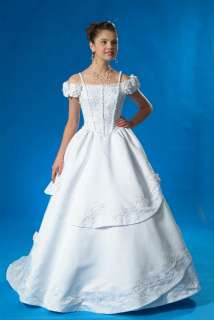 FAIRYTALE WEDDING BRIDAL GOWN DRESS w/SILVER SZ10 #3911  