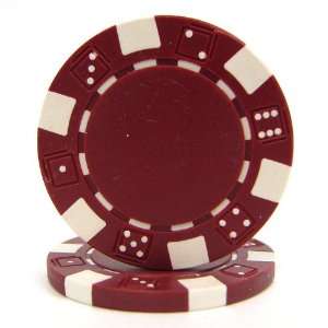  11.5g Dice Style Poker Chips   Maroon   CLOSEOUT: Sports 