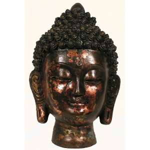    Tibetan Gilt Red Copper Statue Buddha Bust 