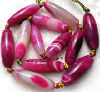 10x30mm Beautiful Pink Stripe Agate Drum Beads 16  