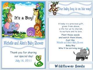 30 Baby Shower Seed Favors   Personalized   Hippo Safari  