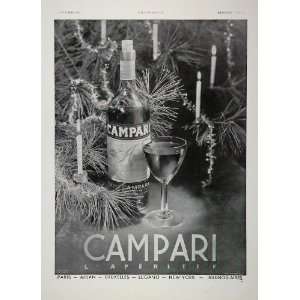  1937 French Ad Campari Glass Christmas Tree Candles 
