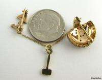 KAPPA SIGMA   Vintage Fraternity Pin Badge 10k Gold Rubies Diamonds 