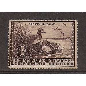   Federal Duck Hunting Stamp, 1939 Green Winged Teal. 