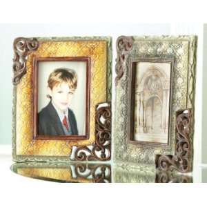  Rustic Gold And Green Frame 2 Assorted Set of 4
