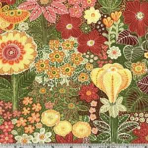  45 Wide Eden Garden Coral Rose Fabric By The Yard: Arts 