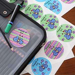  Girls Personalized Butterfly Name Label Stickers: Toys 