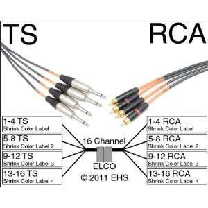  Horizon VFlex 16 Ch TS 1/4 to RCA Snake with ELCO 