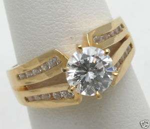 New gold plated CZ Engagement Ring 2 ct Round 14k WOW  