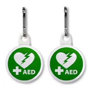 AED Defibrillator Certified 2 Pack of 1 inch Zipper Pull Charms