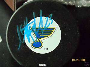 TRENT WHITFIELD signed STL BLUES puck Rivermen  