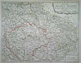 Böhmen Mähren Schlesien Lausitz KARTE RASPE ca 1760  