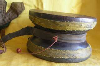 Amazing Nice Antique Tibetan Ritual Wooden Drum Damaru  