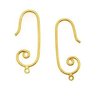  Gold Vermeil Whimsical Spiral Earring Hooks Kidney Wires 
