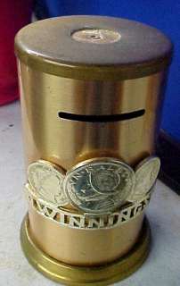 vintage metal Piggy coin bank Napolean Winnings UNIQ.  