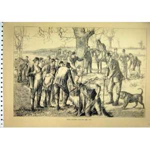  1881 Otter Hunting Digging Dog Horse Men Country Scene 