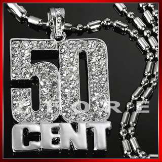 bling 50 cent hip hop pendant plus+ 31 bead chain necklace chunky 