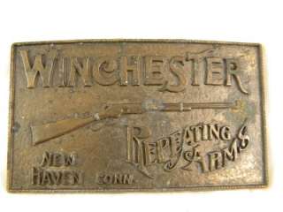 WINCHESTER RIFLE BRASS BELT BUCKLE REPEATING ARMS GUN COWBOY VINTAGE 