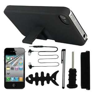  Skque Black Rubberized Case with Stand + Black Anti Dust 