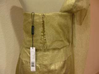 598 New Elie Tahari Findley One Shoulder Gold Metallic Dress  