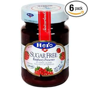 Hero Sugarfree Raspberry Preserves, 7 Ounce Jars (Pack of 6)  