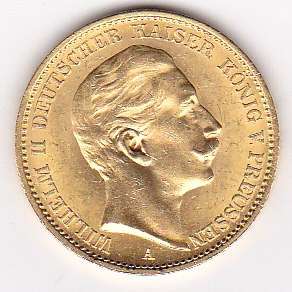 Germany/Prussia 1913 20 Mark Wilhelm II Gold Coin  