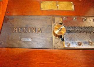 Antique Regina Oak Music Box W/ 15 1/2 Disc, Two combs  