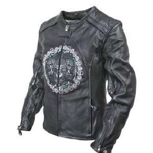   Leather Jacket with Glow in the Dark Skull Sz XL