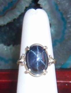 8ct.BLUE STAR Sapphire 6 Point Ring .925 Silver Authenticity Card 