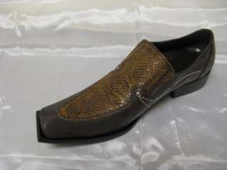 Fiesso New Brown Snake and Leather Print Shoes FI 6420  