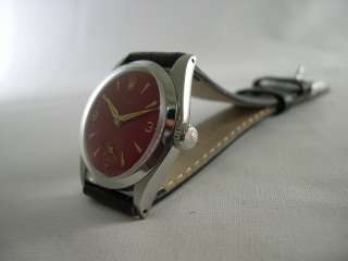 Authentic 1940s ROLEX OYSTER 6420 Man SS Red Dial 1210 Manual Winding 