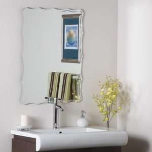   : Rectangular Wavy Edge Simple Frameless Wall Mirror: Home & Kitchen