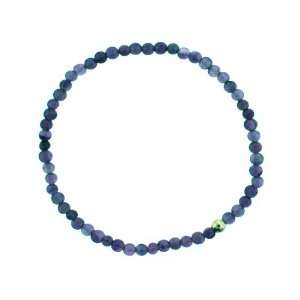  Blue Lapis Bead Stretch Bracelet Sterling Silver Jewelry