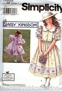 Daisy Kingdom Dress Size 5 8 + 17 Doll Pattern 7005  