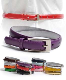 Solid Color Leather Adjustable Skinny Belt (JBT7055)  