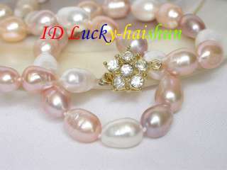 14mm natural baroque white pink lavender pearl necklace  