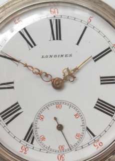 19c. EARLY ANTIQUE SWISS LONGINES SILVER POCKET WATCH  
