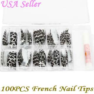 100 Pcs Acrylic Rainbow French Half False Nail Art Tips Box Package 