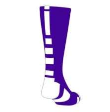 NEW Elite Baseline Basketball Socks, Purple/White, proDRI, Calf High 