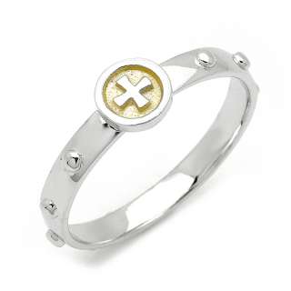 Rosary Ring Sterling Silver Christian Cross Ring RS013  