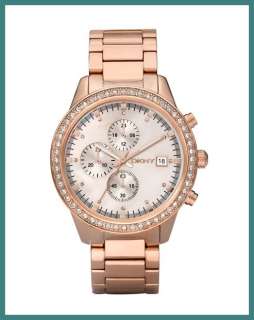 New DKNY WOMENS Crystals Chrono Rose Gold Watch ny8089  