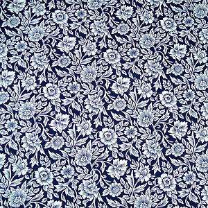 Packed White Flowers on Navy Blue, 100% Cotton Fabric, Floral, Per Fat 