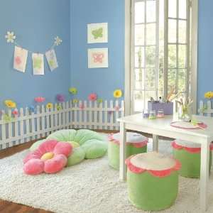  White Wooden Picket Fences for Kids Room Wall Border Garden 