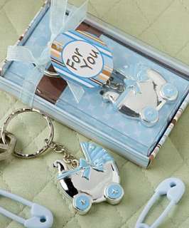 72   Blue Baby Carriage Design Key Chains Shower Favors  