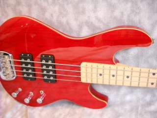 2012 USA G&L L2000 BASS CLEAR RED OVER SWAMP ASH w/WOOD BINDING  