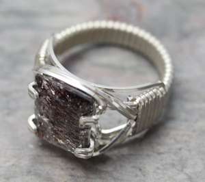 Super 7 Seven Faceted Melodys Stone Sterling Silver Wire Wrapped Ring 