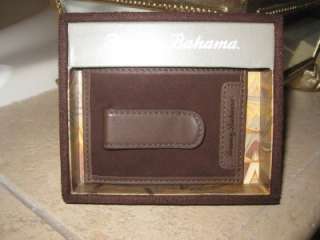   BAHAMA~BROWN MONEY CLIP NUBUCK LEATHER ID FRONT POCKET WALLET  