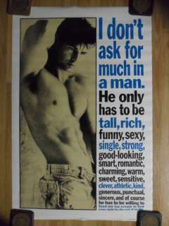 Sexy Guy Dorm Poster I Dont Ask For Much in a Man  