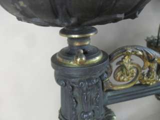 1850s Ornate Pair of Messenger Bronze Argand Lamps  