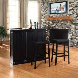 Mobile Folding Bar in Black Finish With 29 Upholstered Saddle Stool in 